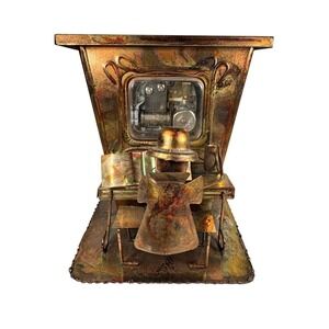 Vintage Sankyo Metal Tin Piano Player The Entertainer Wind Up Music Box